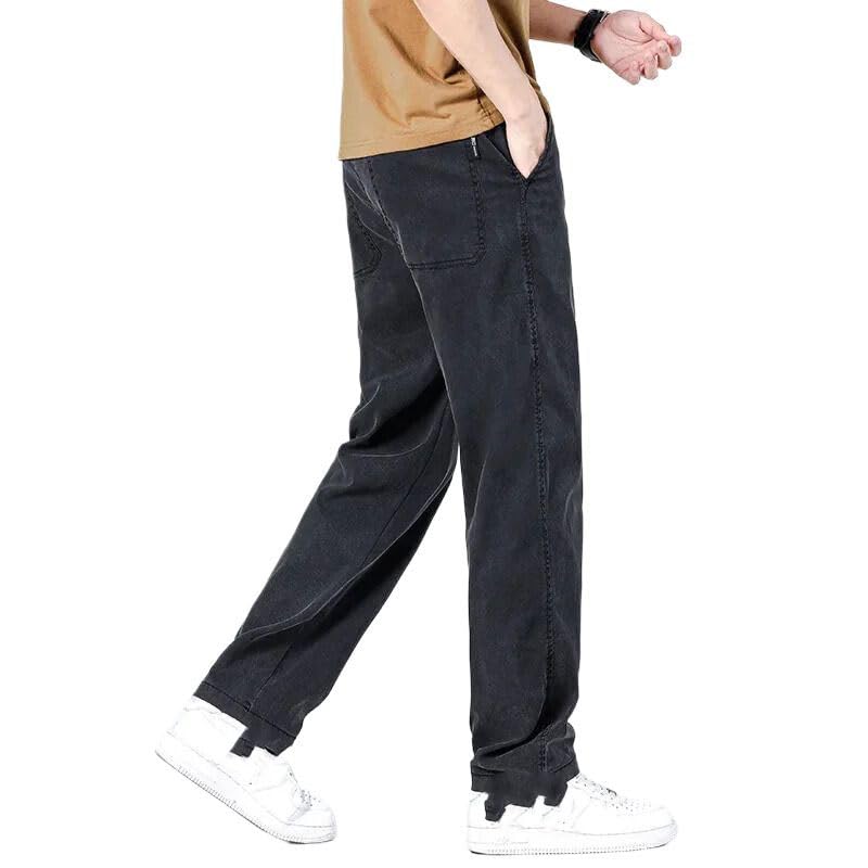 Men's Jeans Pants Straight Casual Wide Leg Long Baggy Trousers