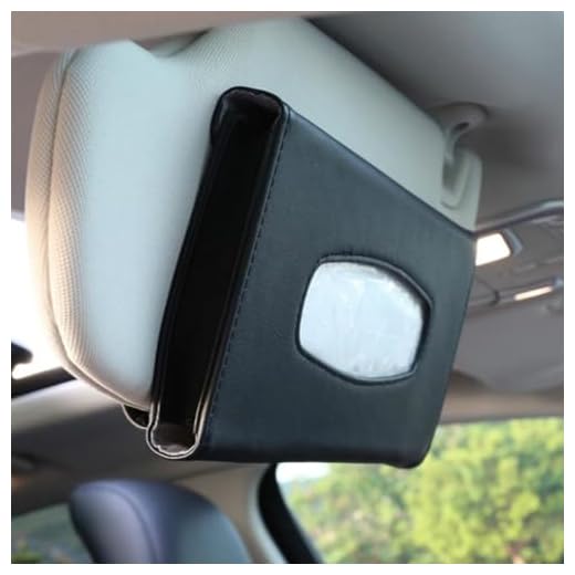 Joyindecor Visor Tissue Box Holder - PU Leather Van Truck Vehicle Car Tissues Case Dispenser for Backseat and Sun Visor, Refill Paper Included (Black)