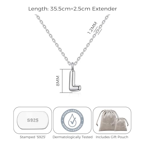 Collar de plata de ley con letra L Philip Jones infantil 4