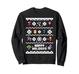 Marvel Avengers Christmas V-Neck Sweater Happy Holidays Sweatshirt,Long Sleeve,Black