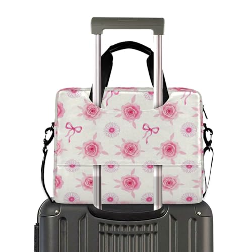 Funda para portátil 15.6 pulg con asa y correa rosa y blanca miniatura 4