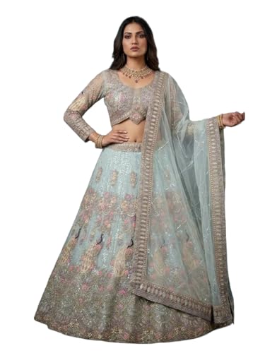 Image of Lehenga choli For Womens and Girls Soft Butterfly Net Lehenga Choli with Coding Sequins Work Dupatta | Semi Stitched Designer Ethnic Set