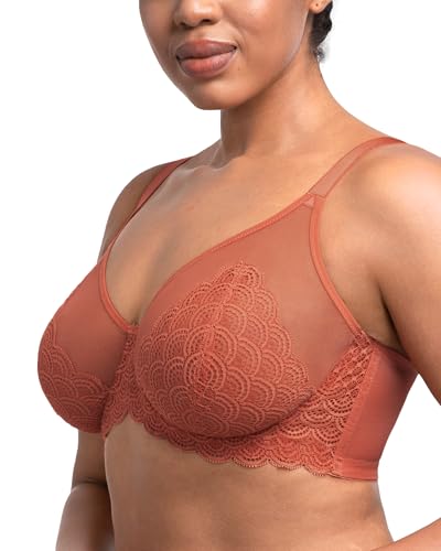 Image of HSIA Minimizer Bras for Women Large Bust Full Coverage Lace Plus Size Bra - Mermaid Scales