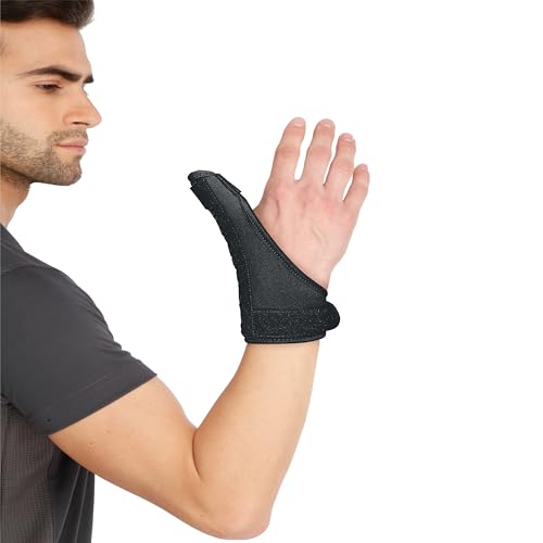 Flamingo Thumb Spica Splint Brace | Thumb Support Stabilizer for Pain, Sprains, Strains, Tendonitis with Wrist Wrap | Black | Large