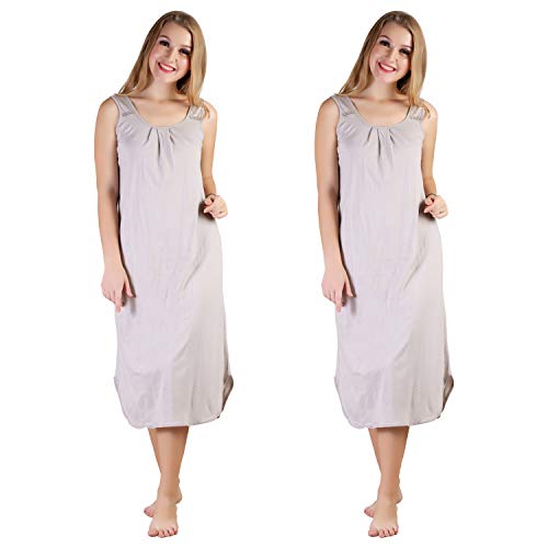Image of BLAZON Women's Cotton Hosiery Solid Maxi Nighty Slip (Pack of 2) Available Sizes: S, M, L, XL, 2XL, 3XL, 4XL, 5XL