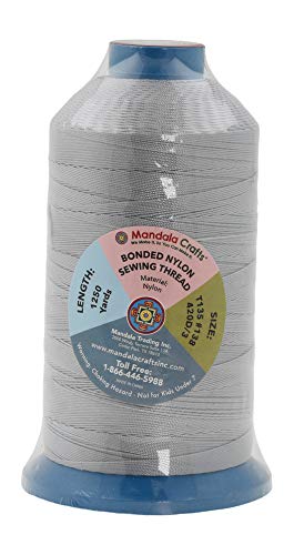Mandala Crafts Tex 135 Bonded Nylon Thread For Sewing - 1250 Yds T135 Heavy Duty Gray Nylon Thread Size 138 420 D Upholstery Thread For Leather Jeans Weaving #TOP2