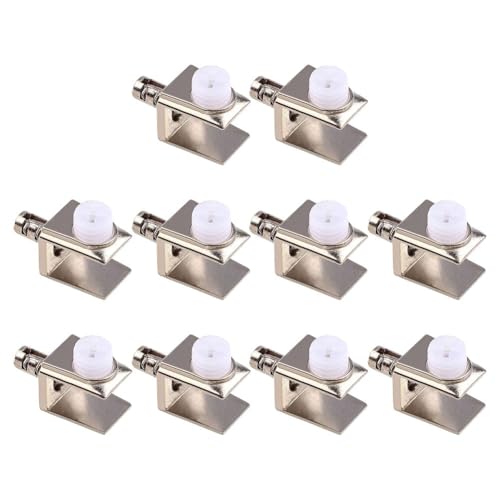 CashMuch Abrazaderas de vidrio ajustables de aleación de zinc con pin, soportes para montaje en pared para particiones de vidrio templado, paquete de 10, color plateado
