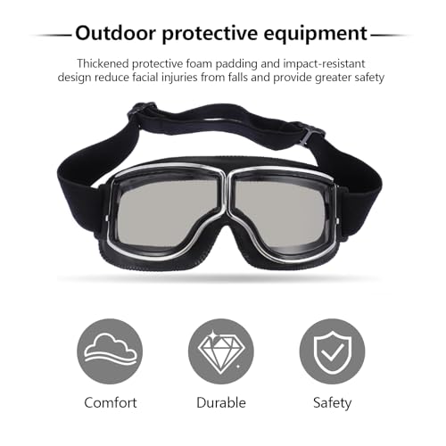 Galenecx Motorradbrille, PU Leder Brilles Staubdicht Motocross Brille, Motorradhelm Brilles Winddicht, Vintage Motocross Brille, Für Motorcycle Bike Outdoor-Sportarten