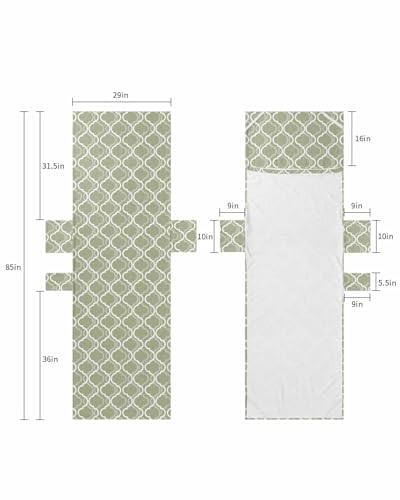 Sage Green Geometric Beach Lounge Chair Towel Cover, Soft Chaise Lounge Towel with Side Pockets Patio Pool Chairs Cover for Beach/Pool Sunbathing 29x85 Morocco Modern Contemporary Abstract
