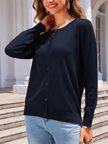Image of Veryoung Women's 2026 Long Sleeve Lightweight Crewneck Casual Cardigan Sweater S-3XL
