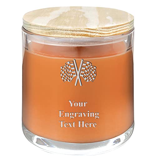 Personalized 14oz Pumpkin Spice Candle, Checkered Flags Pumpkin Spice Candle