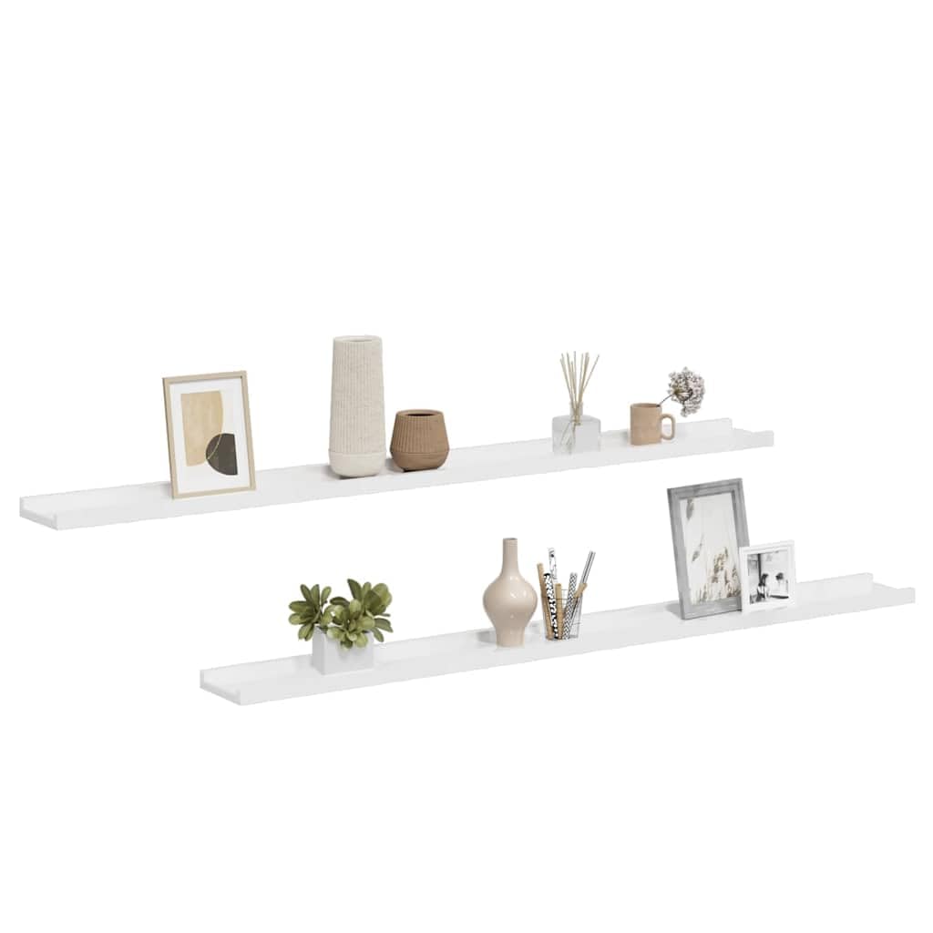 Générique Wandregal, 2 Stück, weiß, glänzend, 115 x 9 x 3 cm, dekoratives Regal aus robustem MDF, zum Aufbewahren von Pflanzen, Büchern und Ornamenten, leicht zu reinigen mit einem feuchten Tuch.