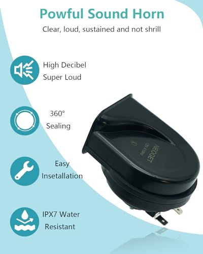 Neoget DL165-80U Horns Car Horn 12V Loud Small Compact Train Horn High Low 2 Tone Universal Fit Any 12 Volt Vehicles Auto Motorcycle Truck Replacement Kit thumb #1