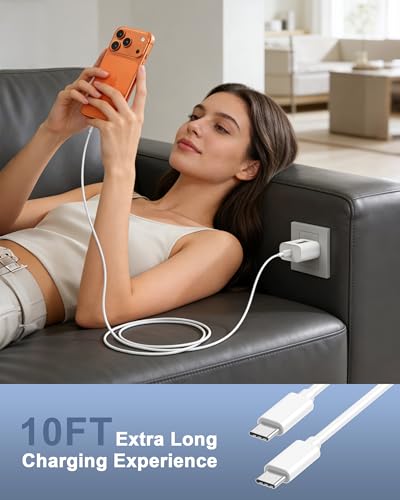 Image of iPhone 17 Pro Max Charger Fast Charging, 40W Dynamic Power Adapter with 60W Max Charger Block & 10FT Long Type C Charging Cable Cord Compatible for iPhone 17 /Air /17 Pro /17 Pro Max /16 15 Pro Max