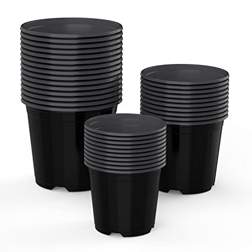 Upmct 4 5 6 Inch Nursery Pots Variety Pack, 45 Pack Plants Flower Pots Flexible Plastic Planters Indoor Modern Decorative Seed Container Pots For House Plants, Succulent, Flower (4+5+6 Inch, Black) #TOP5