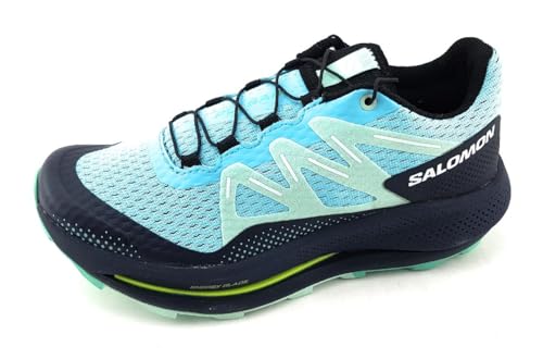 Salomon Pulsar Trail Hiking Shoes Womens Sz 8.5 Blue Radiance/Carbon/Yucca