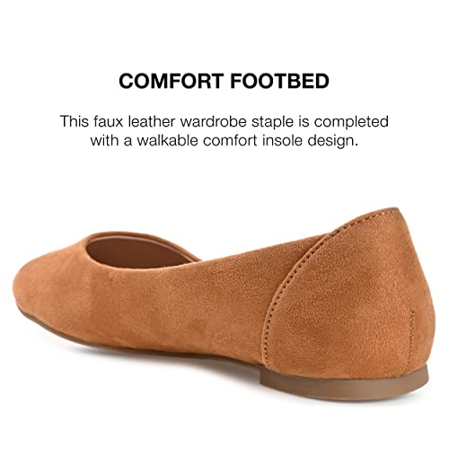 Journee Collection Women's Kavn Wide Width Comfort Insole Slip On Round Toe Ballet Dress Flats - 8 Medium - Tan4