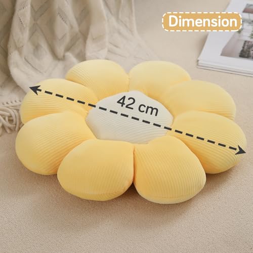 Image of HOKIPO Flower Shaped Plush Throw Pillow Cushion for Sofa, Couch, Chair, Bed, Bedroom, Nursery, Props or Home Decor - 42 cm, Daffodil Yellow (AR-6234-YLW)