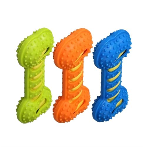 Hrtyvhin Starkes Gummi Hundespielzeug, Knochen mit quietschender Klangstruktur, zum Kauen gegen Langeweile, Stressabbau und saubere Zähne, 3 Quietscher