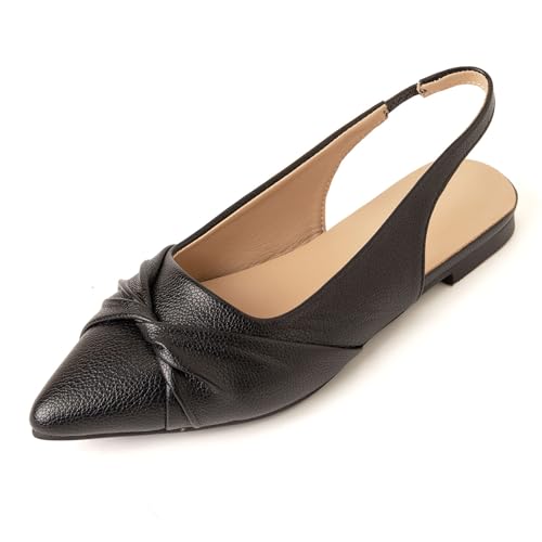 Gicoiz Office Flats Pointed Toe Women Work Slingback Dolly Shoes