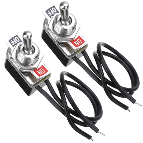 Powice 2X Kippschalter 12V mit Verkabelung, MiniBoot 2-Poliger Schalter 12V, 6A120V/3A230V Schalter Geeignet für den Einbau in Häusern, Autos und Elektrogeräten