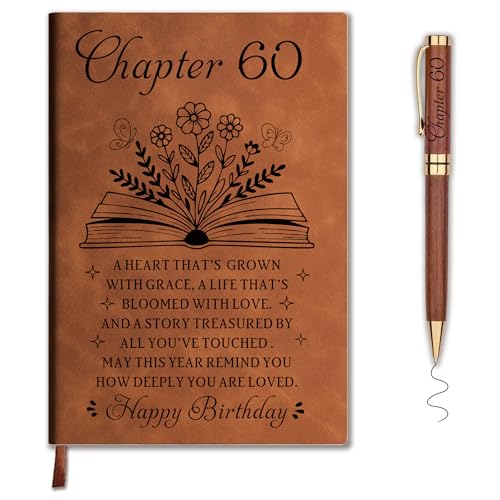 60th Birthday Gifts Women, Chapter 60 Leather Journal With Engraved