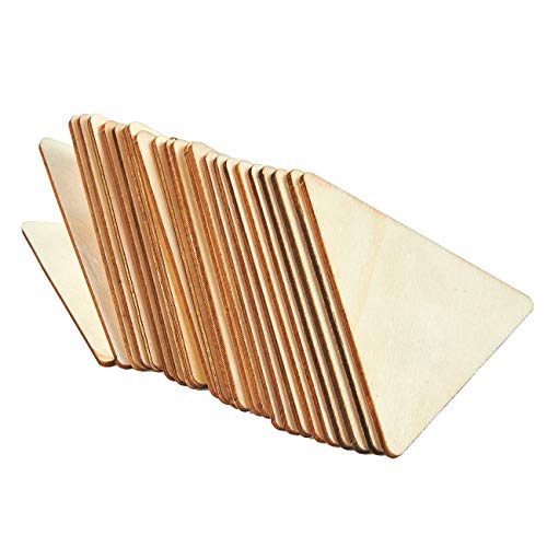 Imprue Unfinished Wood Cutout - 24-Pack Triangle Shaped Wood Pieces For Wooden Craft Diy Projects, Gift Tags, Home Decoration, 3.6 X 3.1 X 0.1 Inches #TOP3