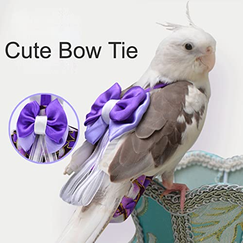 Bird Flight Suits Diapers, Parrot Flight Suits Diapers For Monk Parakeets, Cockatiels Flight Suits, Parrot Clothes, Bird Training Nappy Suit Liners Clothes (M, Purple-A) #TOP3