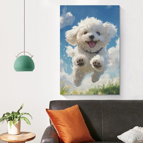 Cuadro de Bichon Frise de 50x75cm para dar vida a paredes blancas vacias 4
