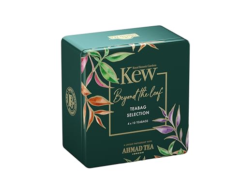 Ahmad Tea & Kew Gardens | Tea Selection Caddy | Black Teas | Perfect Tea Gift | 40 Teabag Sachets | 4 Flavours
