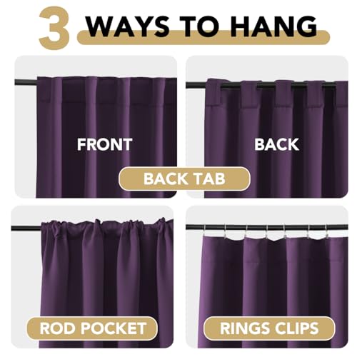Image of H.VERSAILTEX Blackout Curtains Thermal Insulated Window Treatment Panels Room Darkening Blackout Drapes for Living Room Back Tab /Rod Pocket Bedroom Draperies, 52 x 84 Inch, Plum Purple, 2 Panels