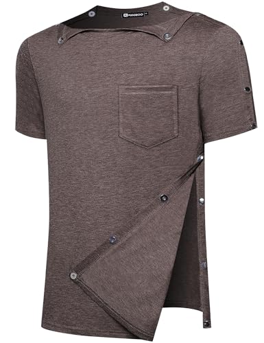 Magnetic Button Post Shoulder Surgery Recovery Shirt Tear Away Short Sleeve Rotator Full Side Adaptive Chemo Clothing