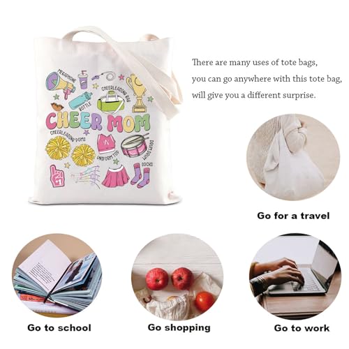 KUIYAI Cheer Mom Tote Bag Cheerleading Mama GiftCheer Team Gift Cheerleader Life Canvas Bag Game Day Cheer Dancer Gift4