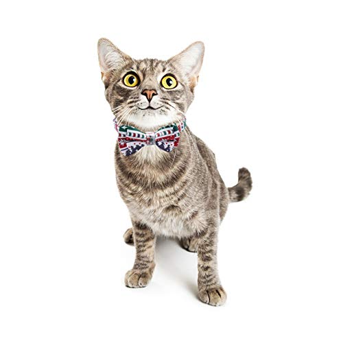 Coleira de cão de gravata borboleta de Natal com estampa colorida pequena coleira de animal de estim