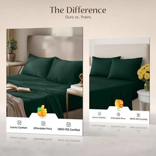 Image of Utopia Bedding Twin XL Sheet Set - 3 Piece Bed Sheets for Twin XL Size Bed, Soft and Breathable Microfiber, Includes 1 Fitted Sheet, 1 Flat Sheet and 1 Pillowcase (Emerald)