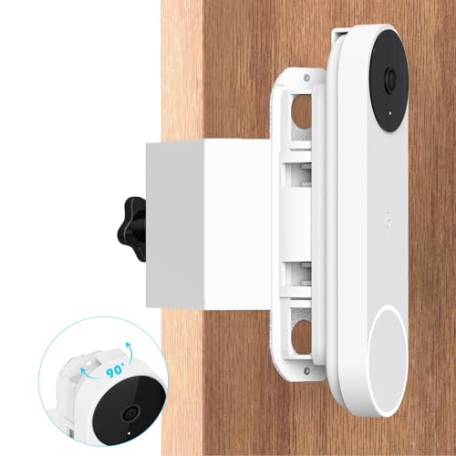 Borcorz Anti-Theft Adjustable Mount for Google Nest Doorbell (Battery) No Drill Mount for Google Doorbell Camera Adjustable (45 Left and Right) Angle for Apartment Home Renters White