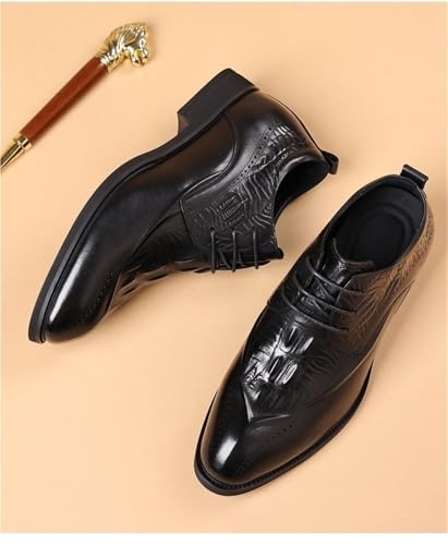 Mens British Style Brogue Business Dress Shoes Top Grain Leather Genuine Leather Commuter Formal Height Increase Footwear Lace up3