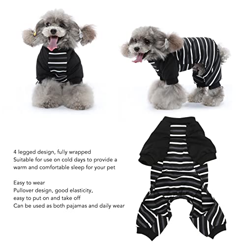 Pijamas para Cães Listrados de 4 Pernas Macios Roupas para Animais de Estimação de Alta Elasticidade