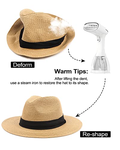 Zylioo Xxl Oversize Straw Panama Hats,Fedora Beach Sun Hat For Big Heads,Wide Brim Summer Hat With Strap #TOP6