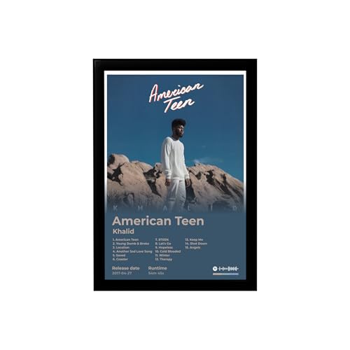 Image of BLINKART Khalid- American Teen opular Wall Photo Frames | Wall Art for Bedroom, Living Room, Studio or Office | Album Cover Print with Spotify Song Link QR Code | Gift for Fans - 8x12 In