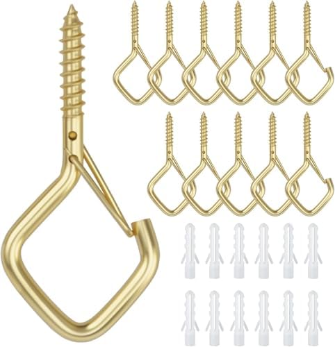 Ticway Q-Hanger Haken für Lichterketten, Deckenaufhänger für Pflanzen und Windspiele, Weihnachtsdekorationen, Outdoor-Haken, Gold, 12 Stück