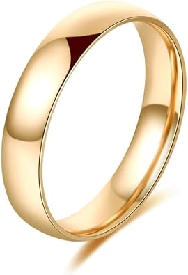 Solid 10K/14K/18K Yellow Gold 6mm Comfort Fit Solid Plain Classic Wedding Band Ring for Men