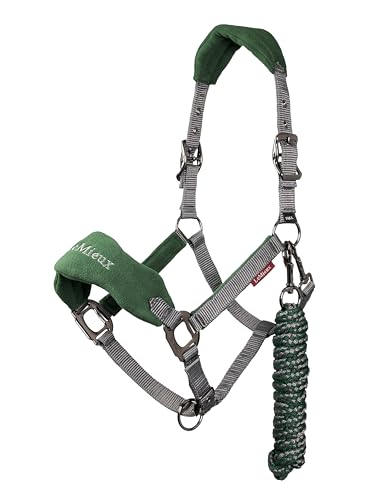 LeMieux Vogue Fleece Headcollar with Lead Rope in Hunter Green - Extra Padding, Adjustable at Curb and Poll Strap - Full