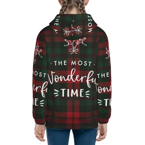 Wonderful Time Christmas Kids Pullover Hoodies Boys Zip Up Sweatshirts Girls Athletic Clothes with Pocket 5