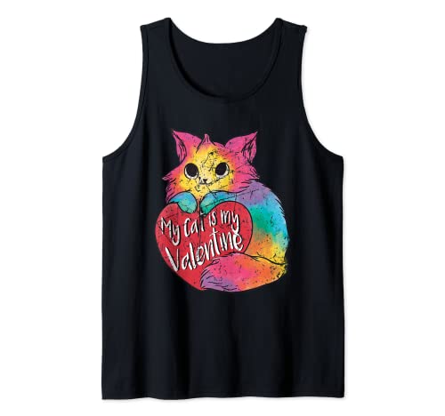 My Cat is My Valentines Day - Diseño de corazón para amantes de los gatos Camiseta sin Mangas