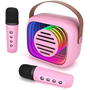 Nauotk Karaoke Maschine Kinder mit 2 Mikrofonen