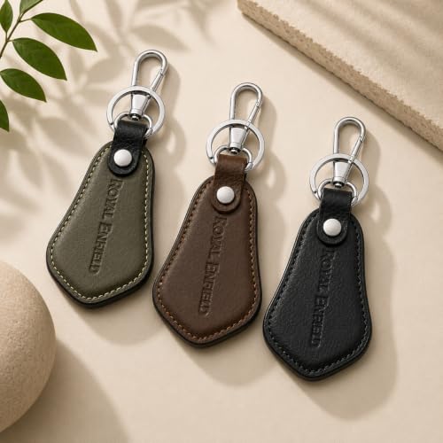 Image of Leather Strap Keychain, Embossed Logo Design, Durable Premium Key Ring for Bike Lovers & Gift Use