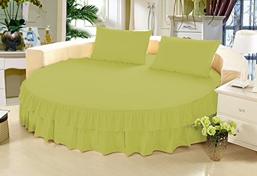 Falda de cama redonda de 213 cm para dormitorios de diseño con volantes 2