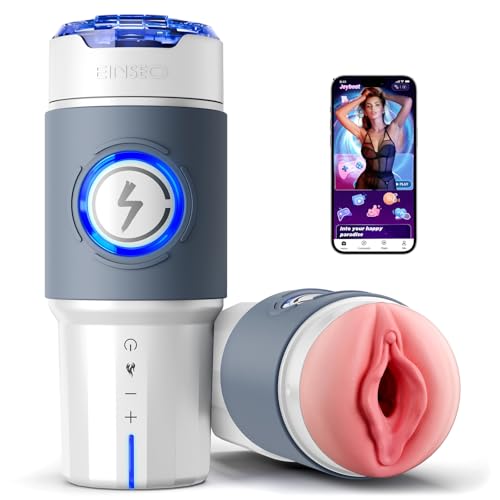 Male Masturbator Sex Toys for Men Penis Pump with APP Control – Thrusting Stroker with 360° Heating, 5-Speed Smooth Motion Blowjob Men’s Sex Toy, Silent Brushless Motor, 3D Sleeve Erotic Massage Kits