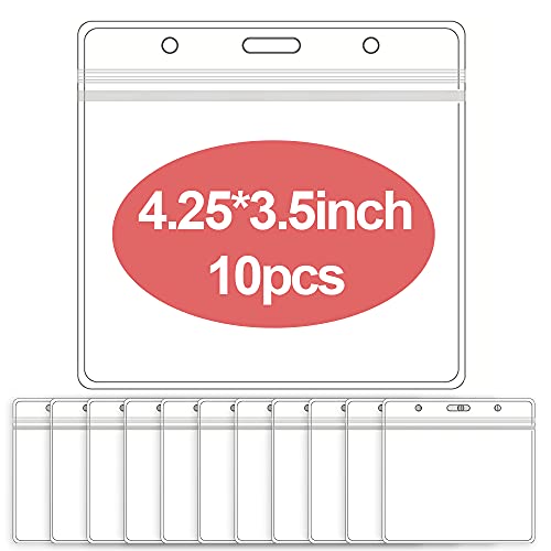 Card Holder, 4.2x3.5 Inches Plastic Card Protector, Clear ID Badge Holder, Waterproof Card Sleeves ID Card Holder, Credit Card Protector Card Case with Resealable Zip (10PCS)